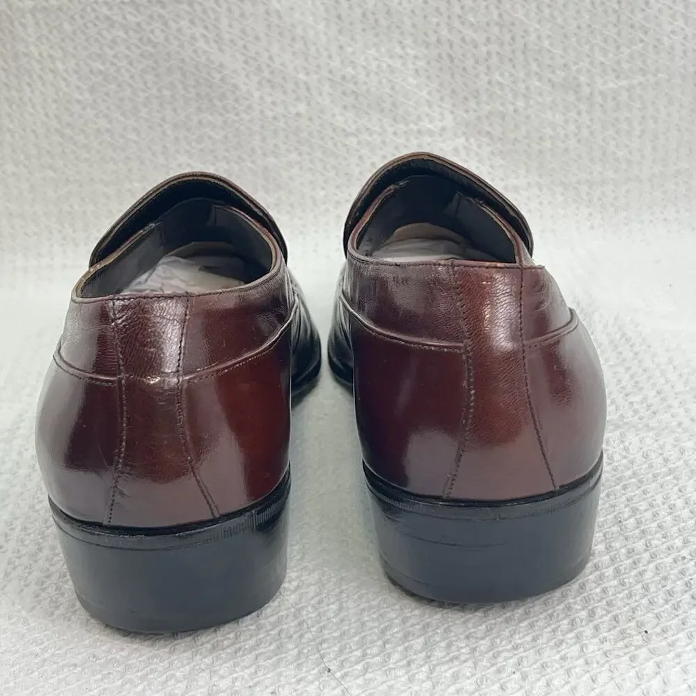 Florsheim Imperial Men’s 8D Burgundy Leather Slip On Loafers Vintage Dress Shoes